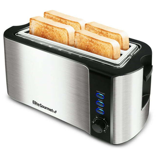 New Stainless Steel 4 Slice Long Slot Toaster